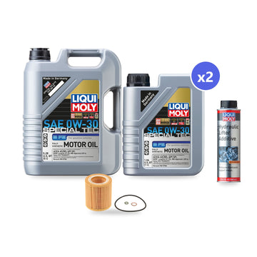 BMW N55/S55 oil change kit contents: 7 L Liqui Moly Special Tec B FE 0W-30, Mann HU 8011 Z Filter, Liqui Moly Hydraulic Lifter Additive