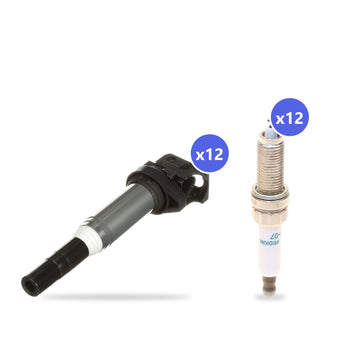 What's in the box: BMW N74 Ignition Coil and Spark Plug Kit 2019-2020: 12 Delphi GN10571 Coils, 12 Denso SXB24HCF-D7 Spark Plugs