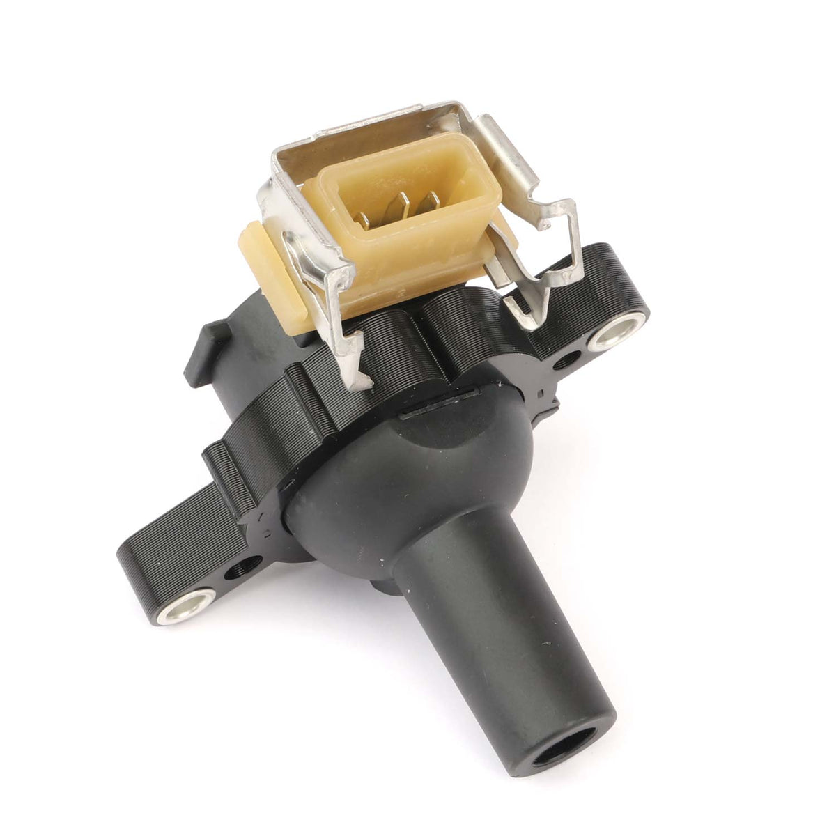 Bremi 11859T ignition coil, plug connector end with mounting flange and boot socket