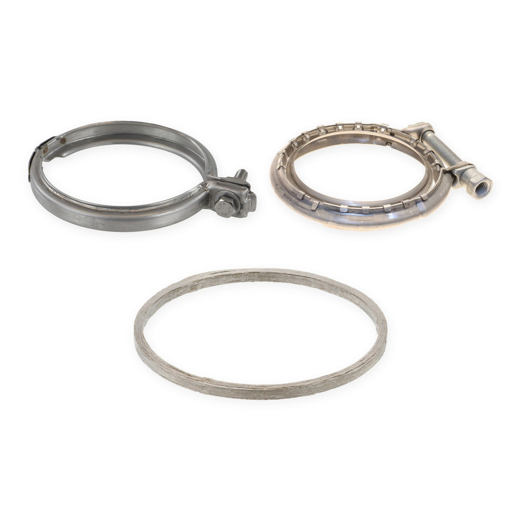 BMW B46 B48 downpipe install kit full set: V-band clamp, 80 mm V-band clamp and Elring turbo outlet gasket ring