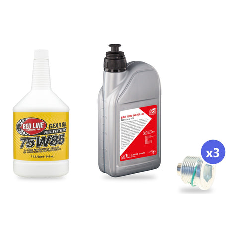 What's in the box: BMW G20 330i xDrive Differential Fluid Kit, Built to 02/2020: Red Line G2 Front, Febi G3 Rear, 3 Screw Plugs