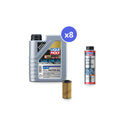BMW M60/M62 oil change kit contents: 8 L Liqui Moly Special Tec B FE 0W-30, Hengst E202H01 D34 Filter, Liqui Moly Hydraulic Lifter Additive
