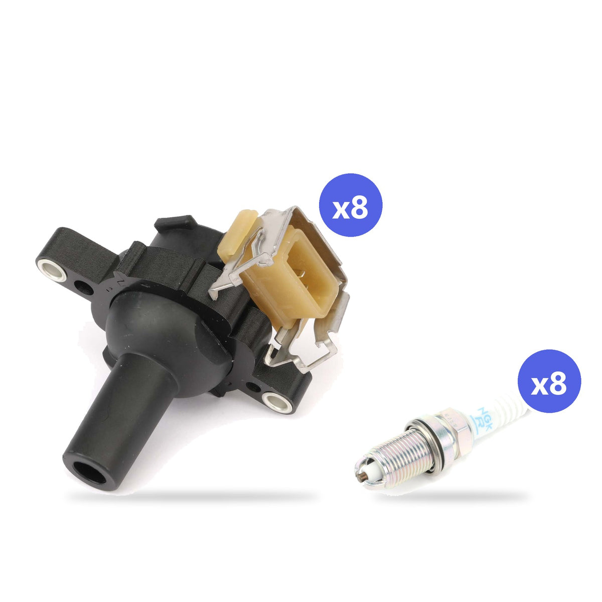 What's in the box: BMW M62 Ignition Coil and Spark Plug Kit 1996-1997: 8 Bremi 11859T Coils, 8 NGK 2288 Spark Plugs