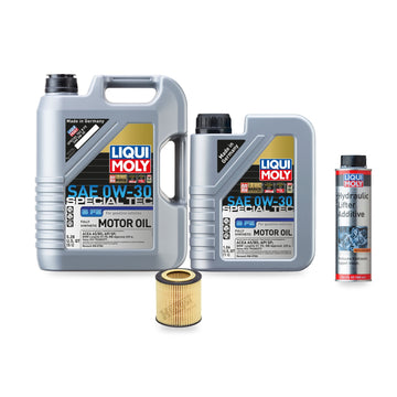 BMW N20/N26 oil change kit contents: 6 L Liqui Moly Special Tec B FE 0W-30, Hengst E61H D215 Filter, Liqui Moly Hydraulic Lifter Additive