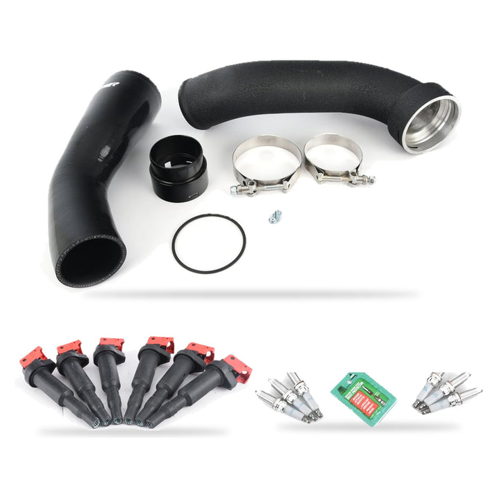 What's in the box: BMW N55 Tune-Ready Kit for 335i, 435i, M235i, M2 2012-2018: Aluminum Charge Pipe, 6 Performance Coils, 6 Colder Plugs