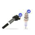 What's in the box: BMW N62 Ignition Coil and Spark Plug Kit 2005-2010: 8 Delphi GN10571 Coils, 8 Bosch 0242235776 Spark Plugs