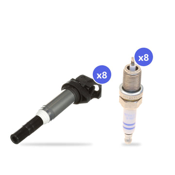 What's in the box: BMW N62 Ignition Coil and Spark Plug Kit 2005-2010: 8 Delphi GN10571 Coils, 8 Bosch 0242235776 Spark Plugs