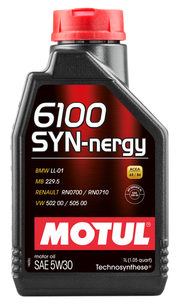 Motul 6100 SYN-nergy 5W-30 technosynthese motor oil, 1 liter bottle