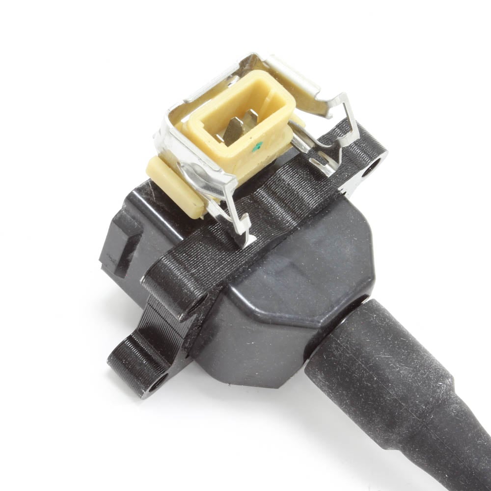 Bremi 11856T ignition coil, close-up of the plug connector and mounting flange