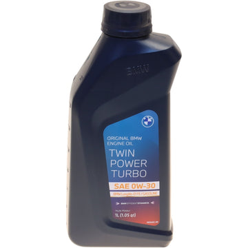 Genuine BMW TwinPower Turbo engine oil SAE 0W-30 Longlife-01 FE, 1 liter bottle, front label
