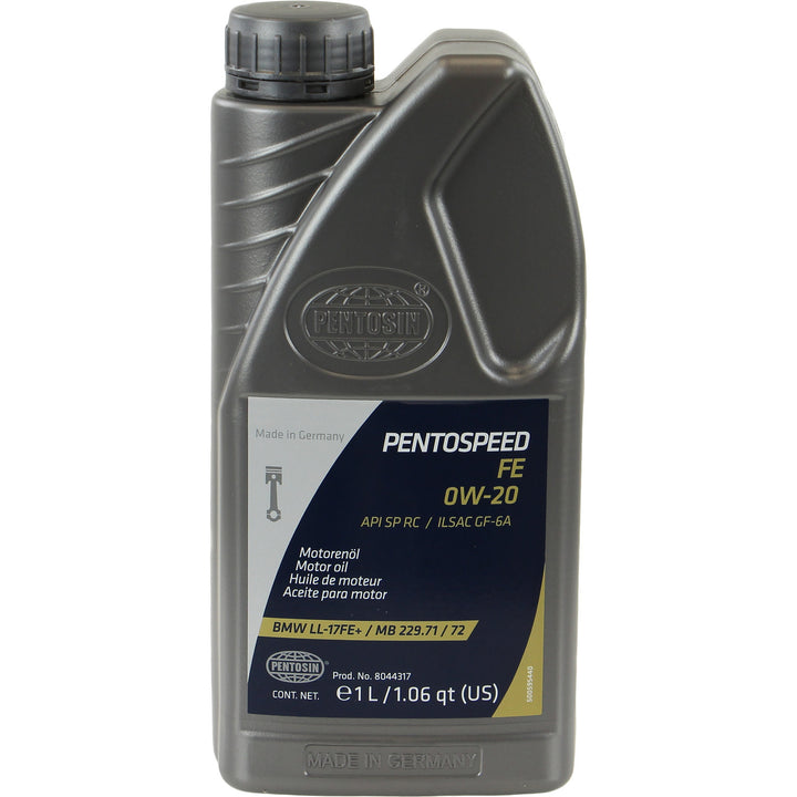 Pentosin Pentospeed FE 0W-20 engine oil, 1 liter (1.06 US qt) bottle, front label
