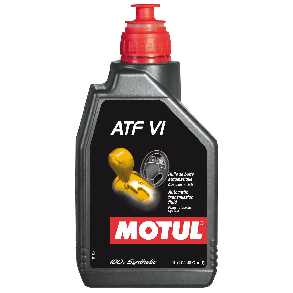 Motul ATF VI automatic transmission fluid, 1 liter (1.05 US quart) bottle, part 105774