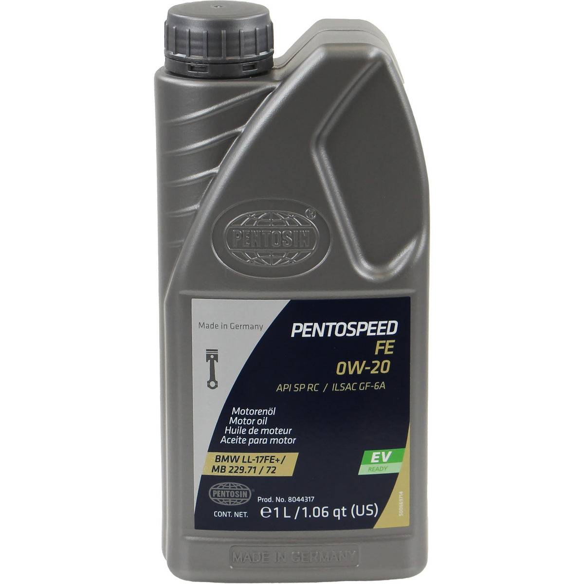 Pentosin Pentospeed FE 0W-20 engine oil, 1 liter bottle, newer label with EV Ready badge