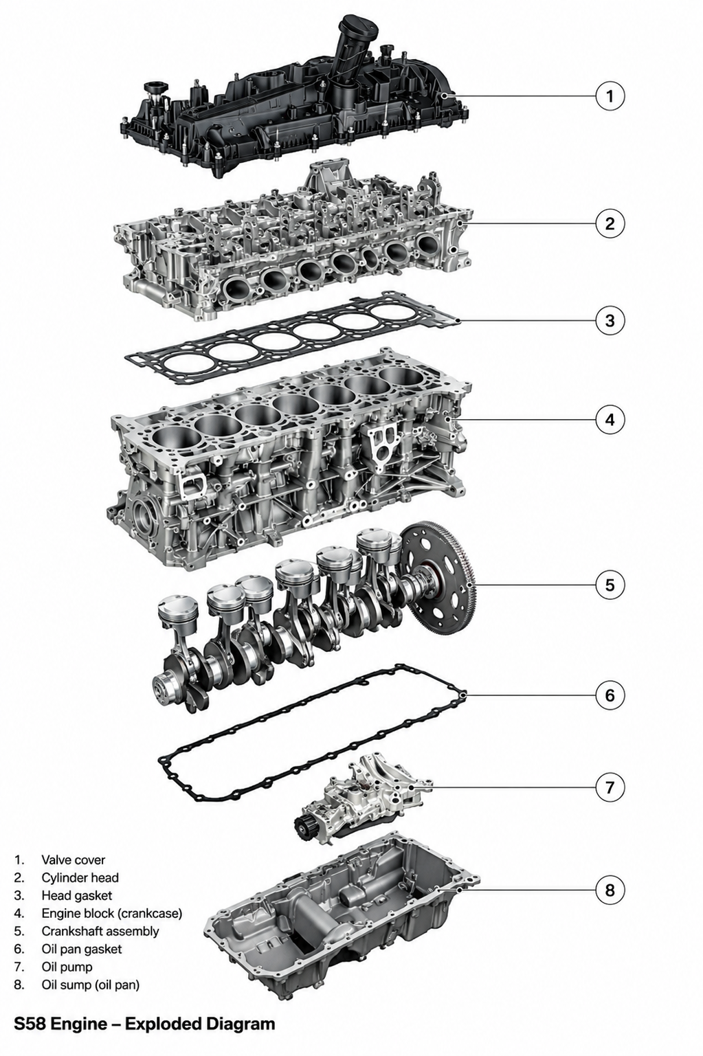 BMW S58 engine drawing